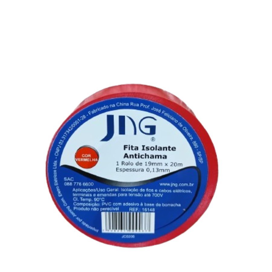 Fita isolante anti chama - 19mmx20m - vermelha