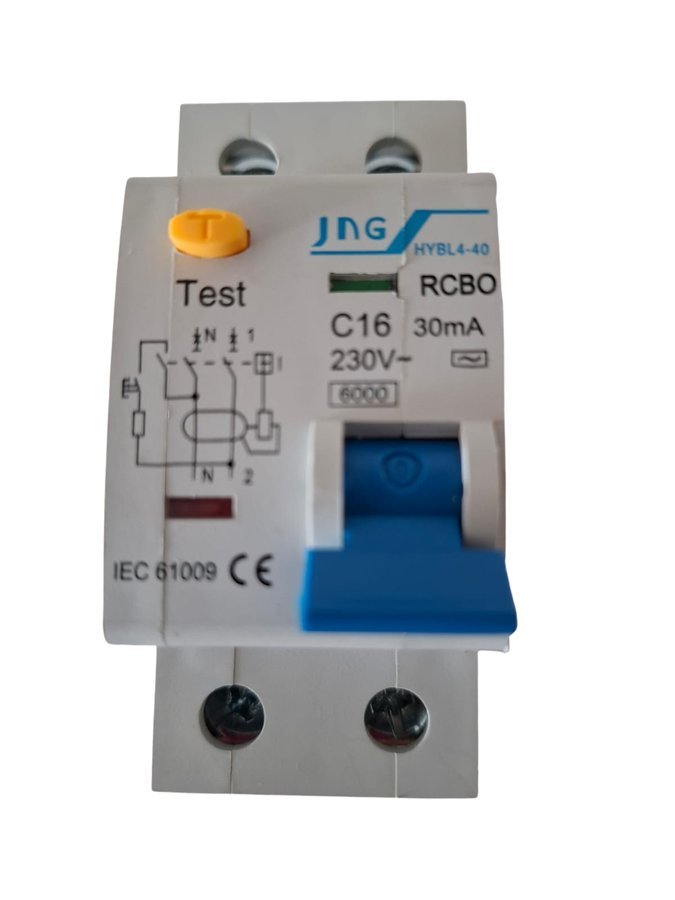 Disjuntor diferencial residual (rcbo) - hybl4-40 - c16 - 30ma